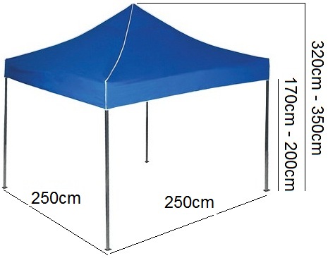 Nůžkový stan 2,5x2,5m modrý se 3 boky<br/>EKSPAND